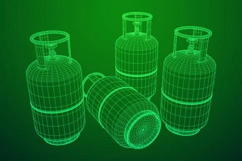 Flammable gas tank wireframe 스톡 일러스트