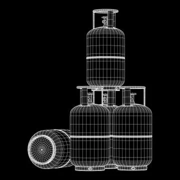 Flammable gas tank wireframe Stock Illustration