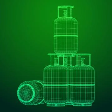 Flammable gas tank wireframe Stock Illustration