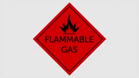 Flammable gas warning sign with alpha channel Stock Footage 143778480