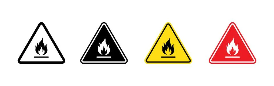 Flammable hazard icon vector illustration. Safety first fire, danger sign Illustrazione stock