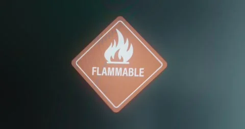 Flammable hazard warning sign, fire risk Stock Footage 314505126