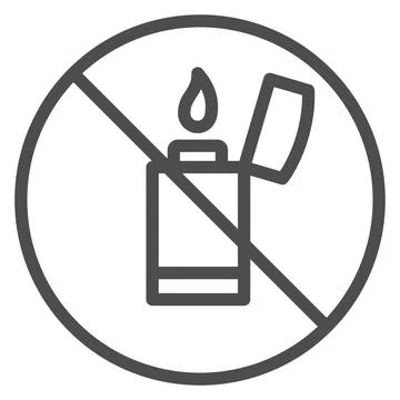 Flammable items prohibited sign line icon, security check concept, lighter Stock Illustration
