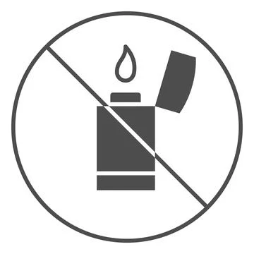 Flammable items prohibited sign solid icon, security check concept, lighter Stock Illustration