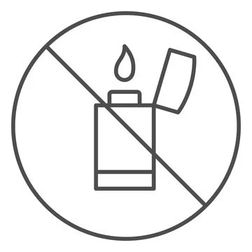 Flammable items prohibited sign thin line icon, security check concept, lighter Stock Illustration