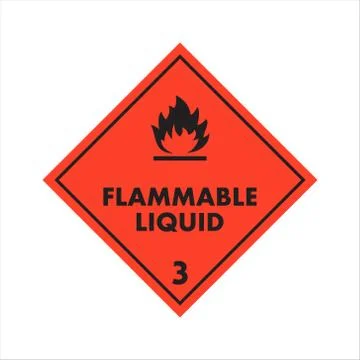 Flammable liquid 3 level attention isolated sticker Stock Illustration