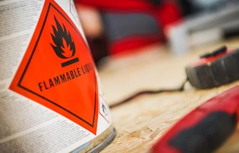 Flammable Liquid Dangerous at Work 库存照片