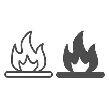 Flammable liquid, fire flame, ignition line and solid icon, oil industry concept イラスト素材