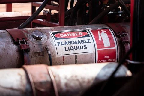 Flammable liquid storage tank. Stock Photos
