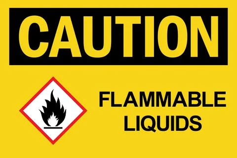 Flammable liquids caution sign. Illustrazione stock