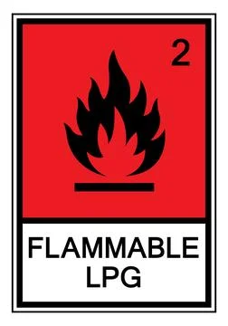 Flammable LPG Warning Sign with Fire Symbol for Safety Regulations Illustration