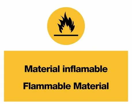 Flammable Material Construction Yellow Warning Signage Set Stock Illustration