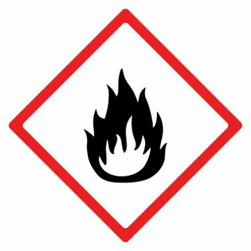 Flammable material sign vector design . ISO 7010 Warning symbol. Stock Illustration