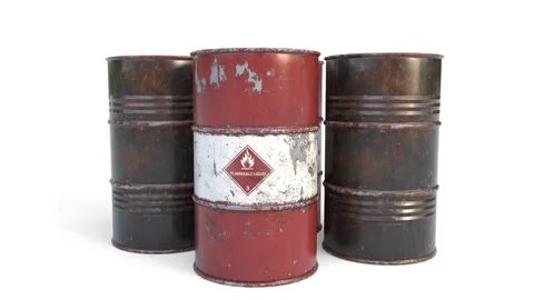 Flammable oil barrel on white background Stock Footage 315171593