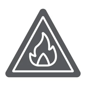 Flammable sign glyph icon, warning and attention, fire symbol sign, vector Stock Illustration