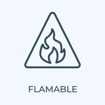 Flammable sign icon in triangle editable stroke thin vector line icon. Stock Illustration