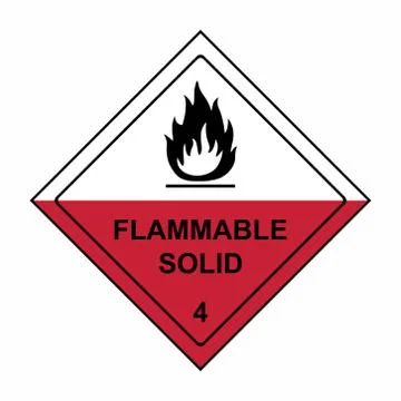 Flammable solid sign or symbol. Substances liable to spontaneous combustion. Stock Illustration