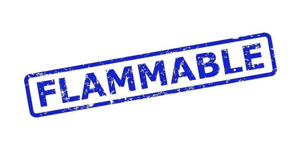 FLAMMABLE Stamp Seal with Grunge Texture and Rounded Rect Frame Stockillustratie