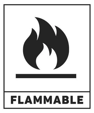 Flammable sticker. Black fire sign. Danger symbol 库存插图