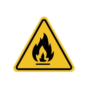 Flammable substance sign on yellow triangle board Stock Illustration