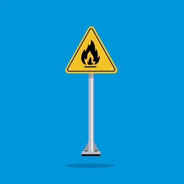 Flammable substance sign on yellow triangle board Stock Illustration