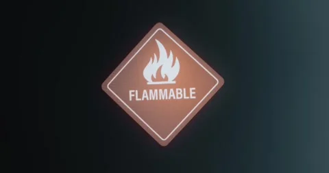 Flammable symbol, presence of flammable materials Stock Footage 314503353