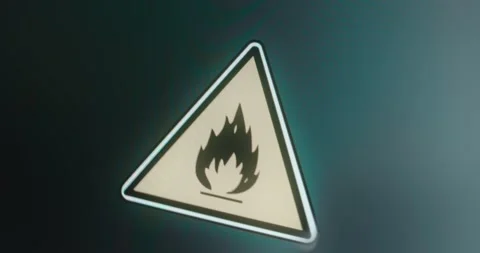 Flammable symbol, warning of presence of flammable materials or substances Stock Footage 314504818