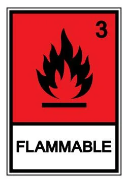 Flammable Symbol Warning Sign with Fire Icon and Hazard Class Number Three Stock Illustration