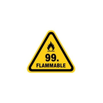 Flammable warning sign hazard symbol yellow triangle label with a yellow tr.. Stock Illustration