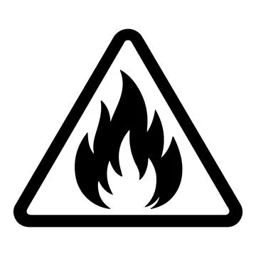 Flammable Warning Sign Icon with Flame Symbol Isolated on White Background Stock Illustration