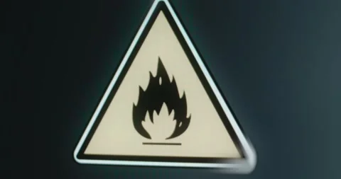 Flammable warning sign, presence of flammable materials Stock Footage 314502292
