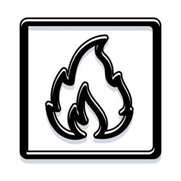 Flammable warning symbol representing fire hazard safety Illustrazione stock