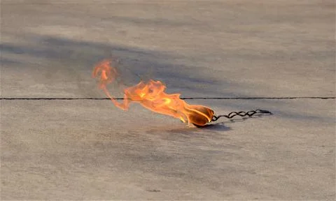 A flammable wire rope is placed on the floor, a device that has been adapted Stock Photos
