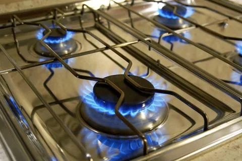 Flammen eines Gasherdes Flammen eines Gasherdes, flames of a gas cooker Co... Stock Photos