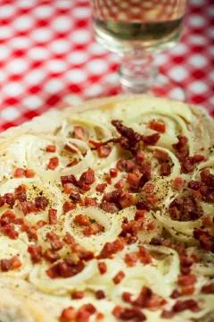 Flammkuchen closeup Stock Photos