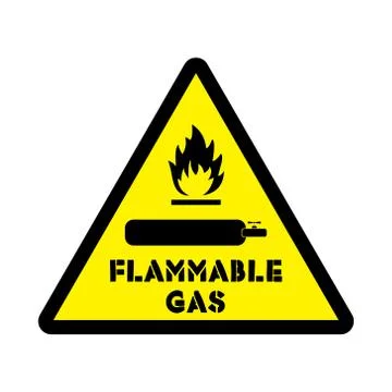 Flammmable gas vector sticker on the yellow background Stock Illustration