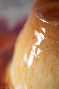 Flan Dessert Macro Version 스톡 사진
