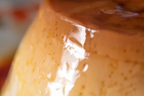 Flan Dessert Macro Version 스톡 사진