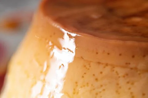 Flan Dessert Macro Version 스톡 사진