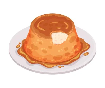 Flan or Pudding of Condensed Milk as Cuban Dessert Vector Illustration Stock Illustration