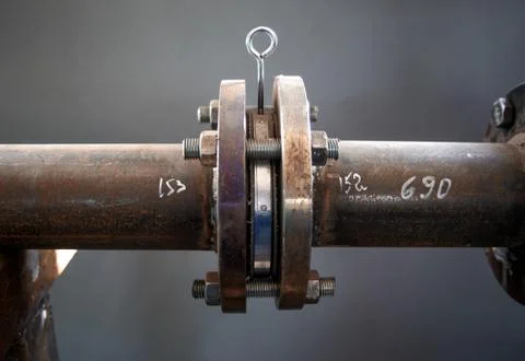 Flanged connection on pipe Stock Photos