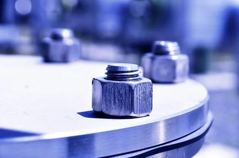 The flanged connection of pipeline Foto stock