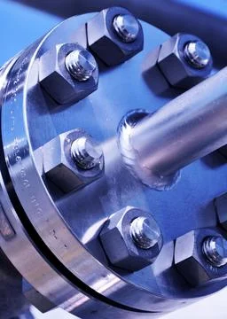 The flanged connection of pipeline Stock Photos