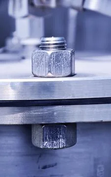 The flanged connection of pipeline Stock Photos