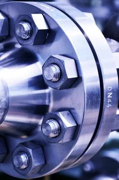 The flanged connection of pipeline Stock Photos
