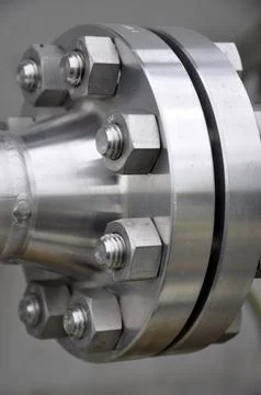 The flanged connection of pipeline Stock Photos