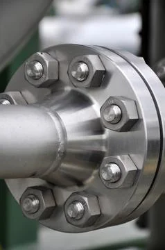 The flanged connection of pipeline Stock Photos
