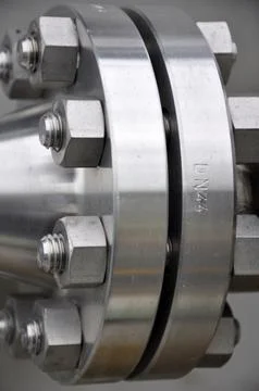 The flanged connection of pipeline Stock Photos