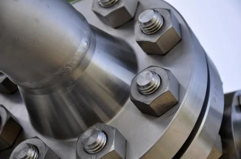 The flanged connection of pipeline Stock Photos