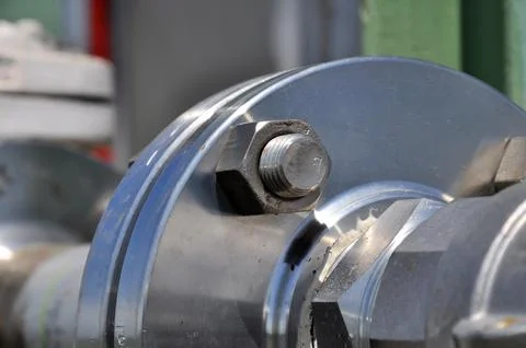 The flanged connection of pipeline Foto stock